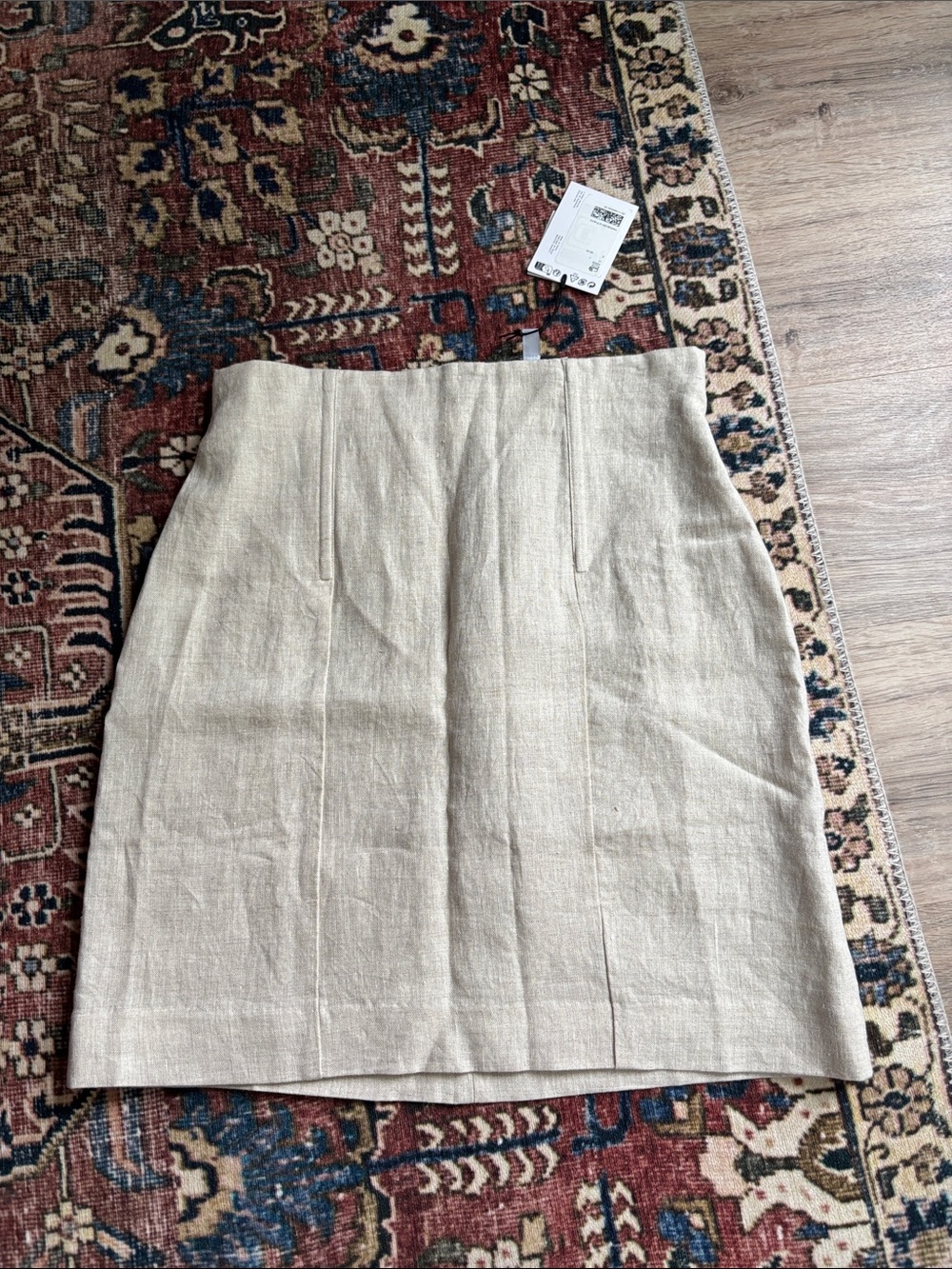 High-Rise Natural Linen Mini Skirt
